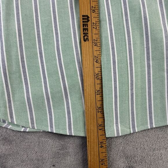 Vintage Ralph Lauren Shirt 17 Xl Green Yarmouth Striped Button‎ Down Flesh Pony - Picture 9 of 11